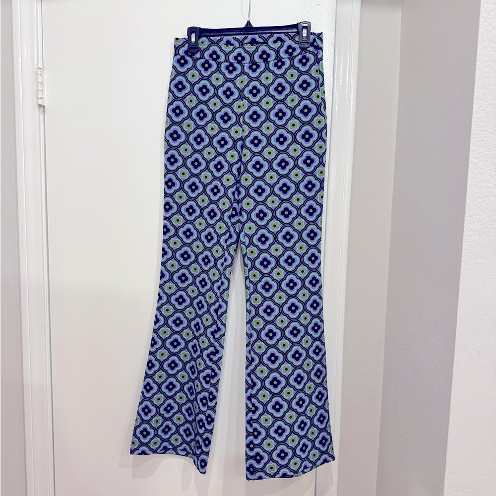 Zara Purple and Green Printed Pants